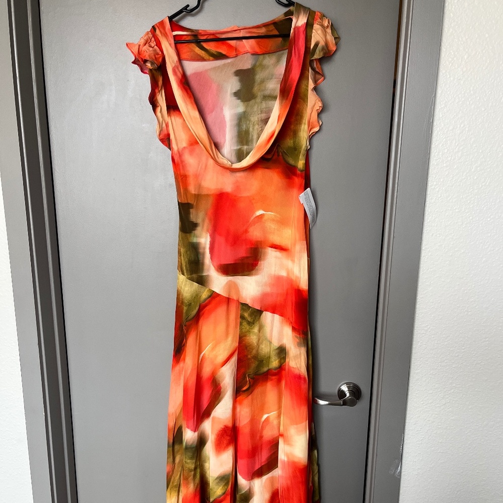 (NWT) Topshop cowl back flutter sleeve maxi dress in abstract floral